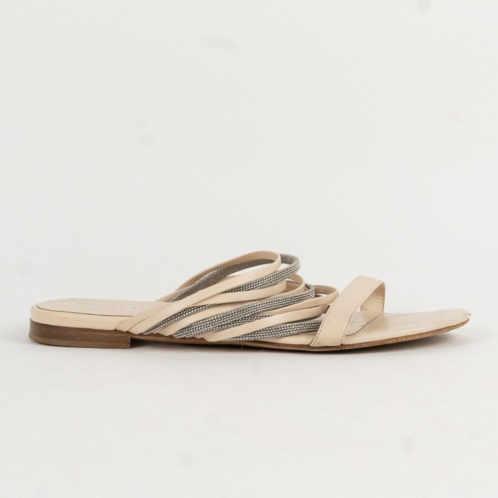Beige Multi-Strap Slide Sandals - Women